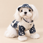 Felpa a Due Zampe con Design a Contrasto Effetto Denim a Stelle
