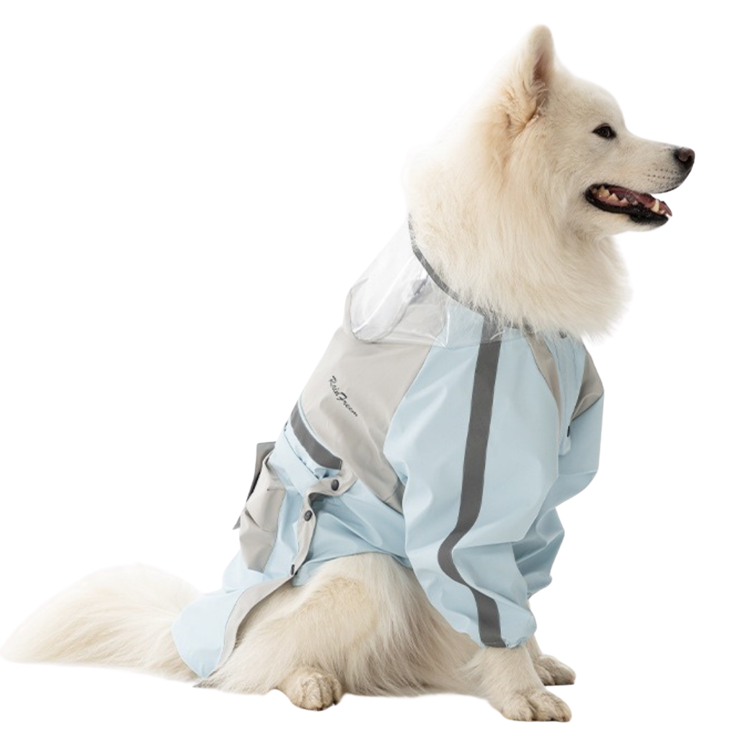 Impermeabile a Due Zampe per Cani di Taglia Grande con Cappuccio a Visiera Trasparente Giacca Outdoor