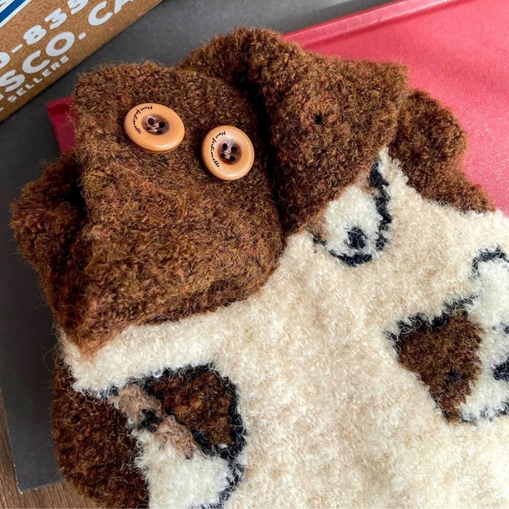 Maglioncino Gilet con Collo Alto Reversibile Stampa Cagnolini 10% Lana