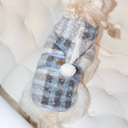 Mantellina Invernale Imbottita con Cappuccio – Fantasia Tartan Azzurra