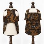 Salopette in Denim Leopardato con Bretelle Regolabili e Anello per Guinzaglio