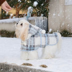 Mantellina Invernale Imbottita con Cappuccio – Fantasia Tartan Azzurra
