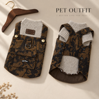 Salopette in Denim Leopardato con Bretelle Regolabili e Anello per Guinzaglio