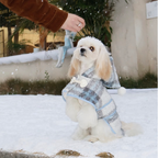 Mantellina Invernale Imbottita con Cappuccio – Fantasia Tartan Azzurra