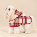 Mantellina Invernale Imbottita con Cappuccio – Fantasia Tartan Rossa