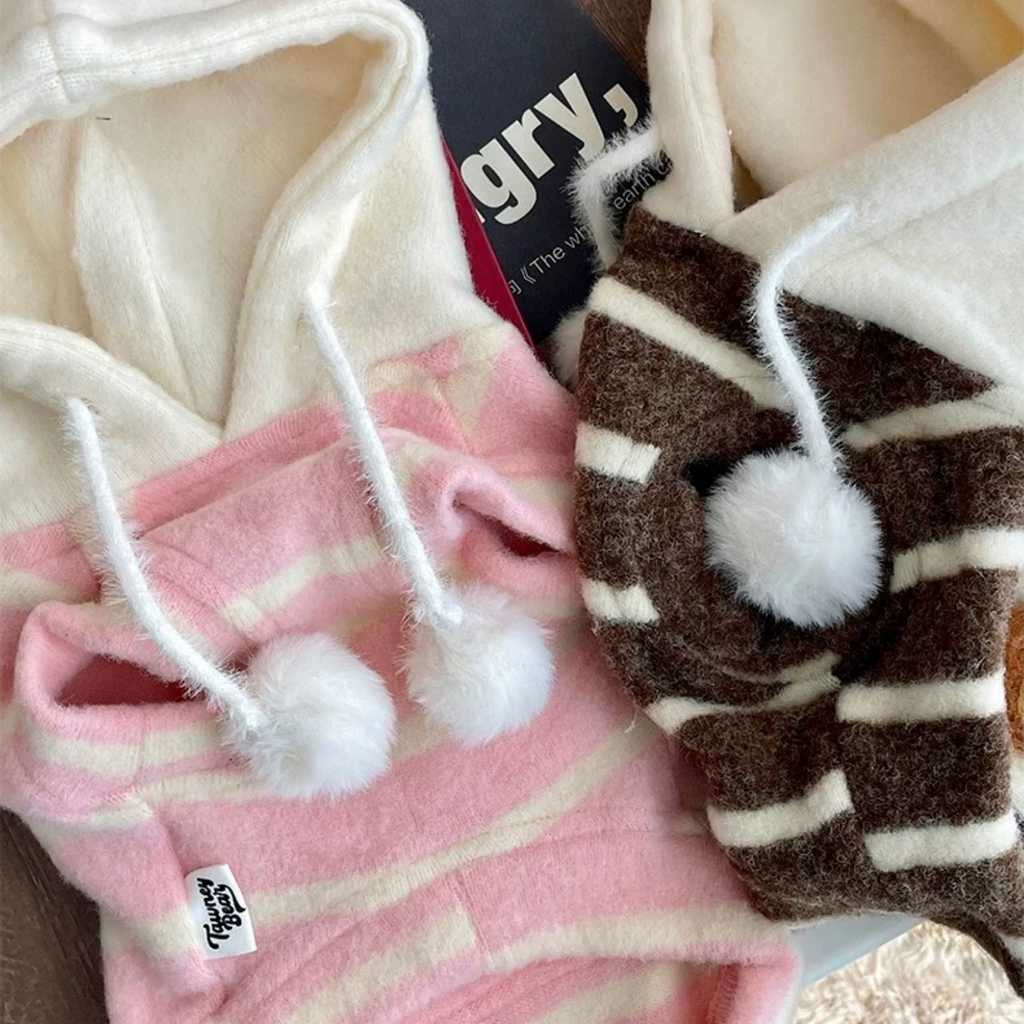 Felpa Gilet con Cappuccio con Tasca Decorazione in Feltro a Forma di Biscotto