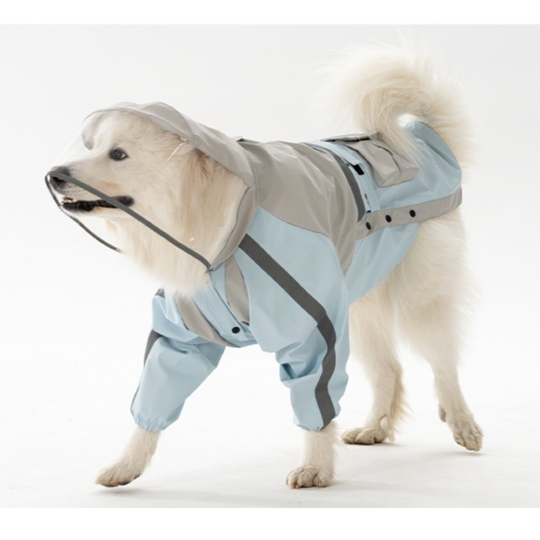 Impermeabile a Due Zampe per Cani di Taglia Grande con Cappuccio a Visiera Trasparente Giacca Outdoor