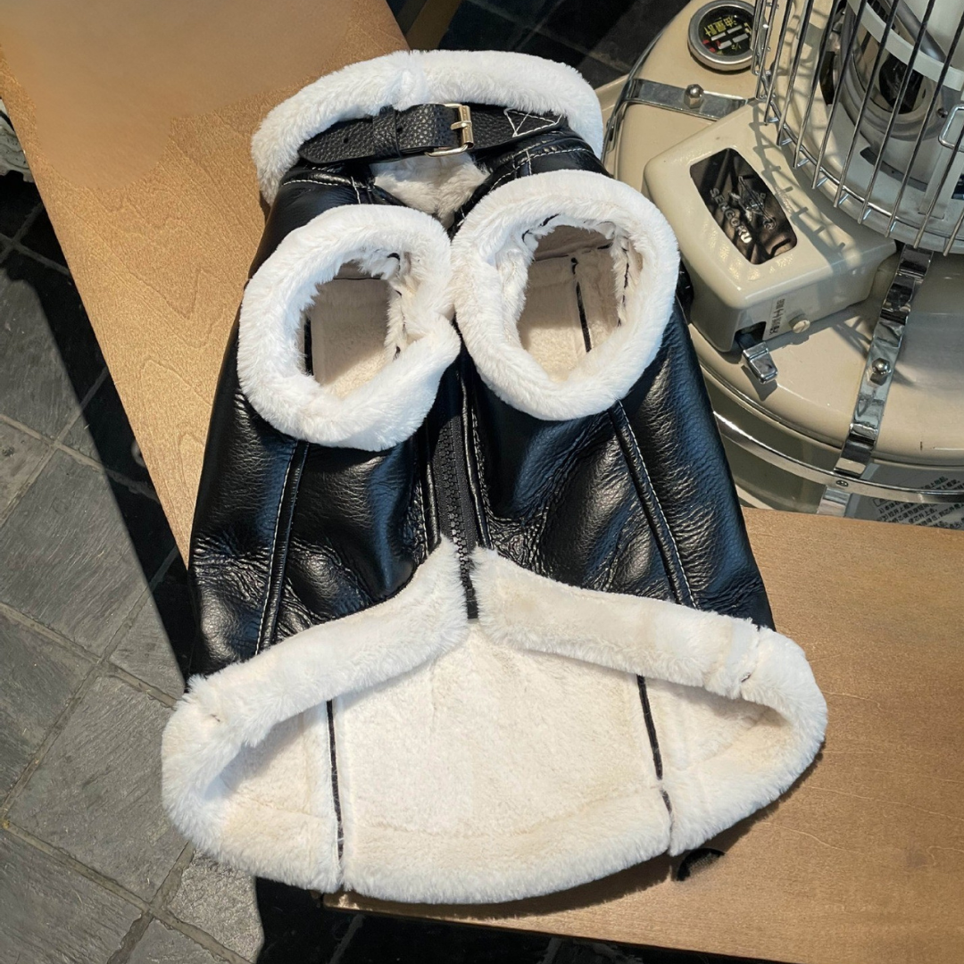 Cappottino Gilet in Ecopelle Effetto Pelliccia di Coniglio Stile Aviatore