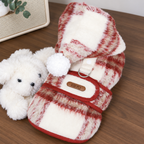 Mantellina Invernale Imbottita con Cappuccio – Fantasia Tartan Rossa
