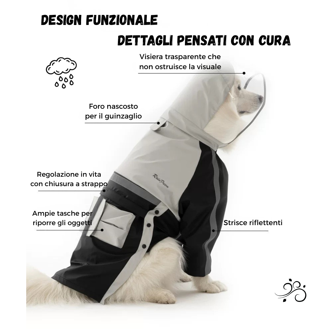Impermeabile a Due Zampe per Cani di Taglia Grande con Cappuccio Giacca Outdoor