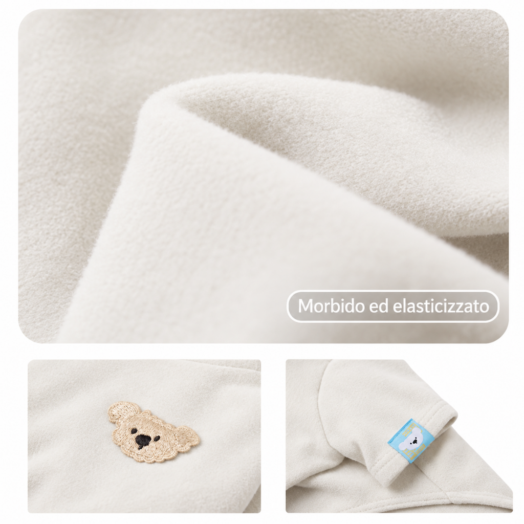 Maglia Termica Morbida a Due Zampe con Ricamo Orsetto – Color Panna