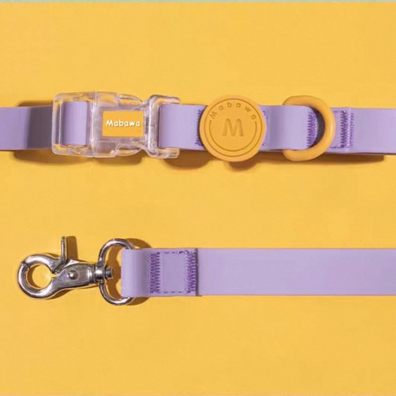Set Collare + Guinzaglio Impermeabile Multifunzione con Fibbia Trasparente - Viola Pastello