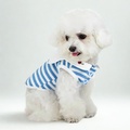 Maglietta Gilet in Cotone a Righe Blu e Bianche con Colletto alla Marinara Ricamo Ciliegie