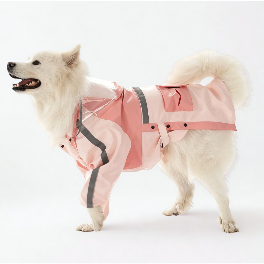 Impermeabile a Due Zampe per Cani di Taglia Grande con Cappuccio a Visiera Trasparente Giacca Outdoor