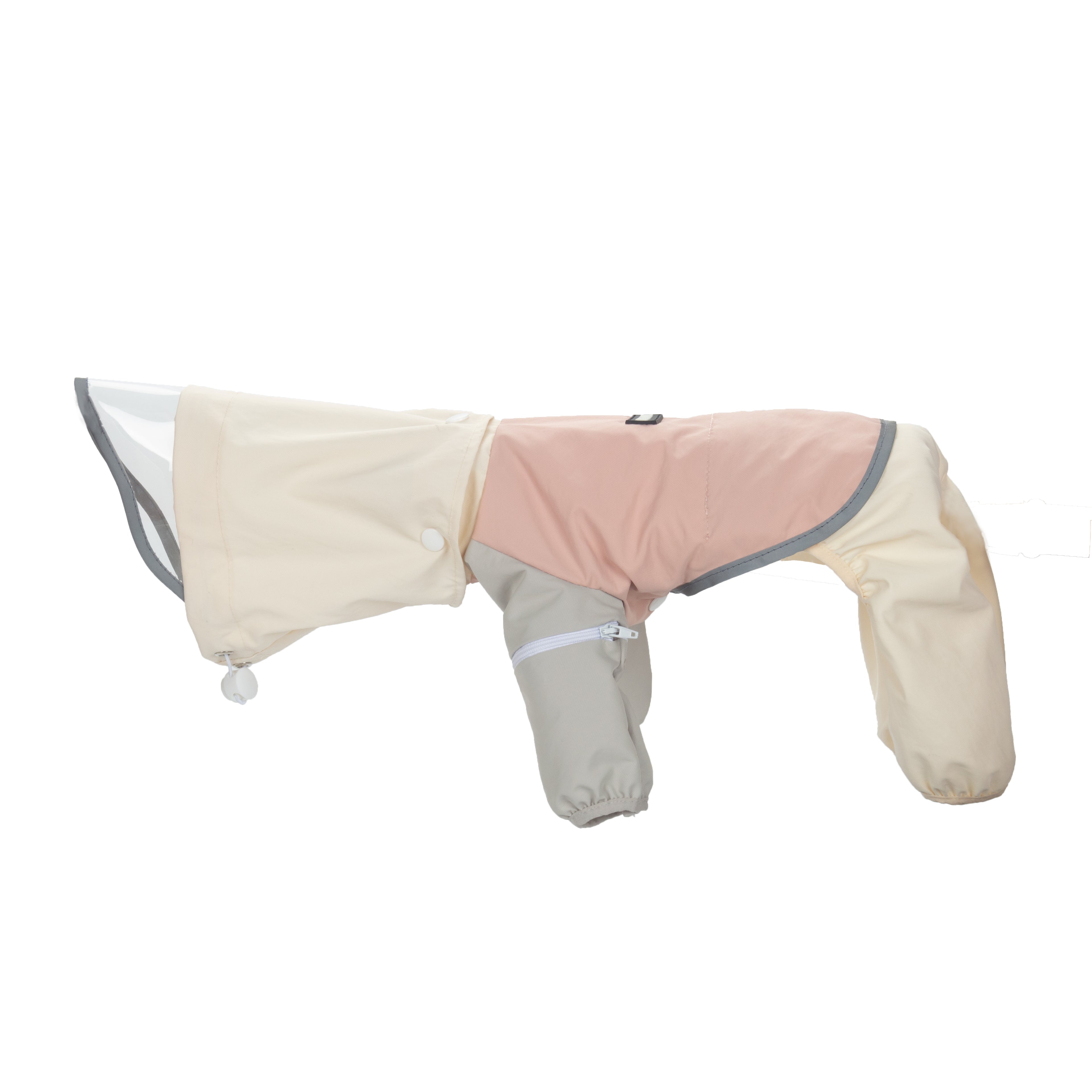 Impermeabile Multifunzionale Giacca Outdoor Antivento con Cappuccio e Gambe Rimovibili - Rosa Beige