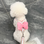 Set Pettorina + Guinzaglio con Grande Fiocco Imbottito Stile Dolce per Cani Gatti