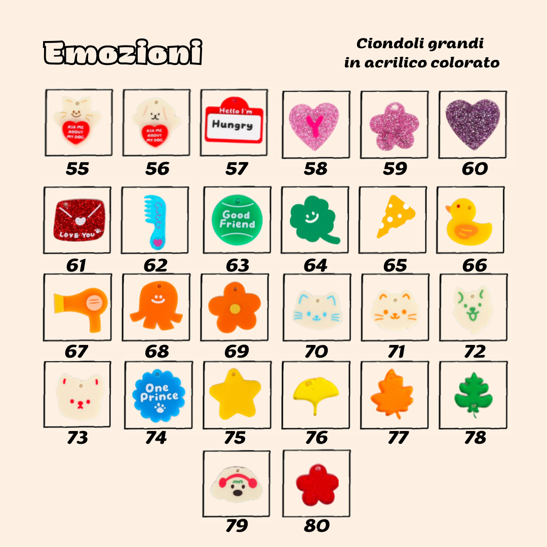 Ciondoli Grandi in Acrilico Colorato - Collana Personalizzabile