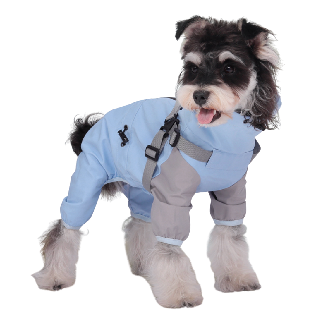 Impermeabile a Quattro Zampe per Cani con Cappuccio Rimovibile Giacca Outdoor Antivento