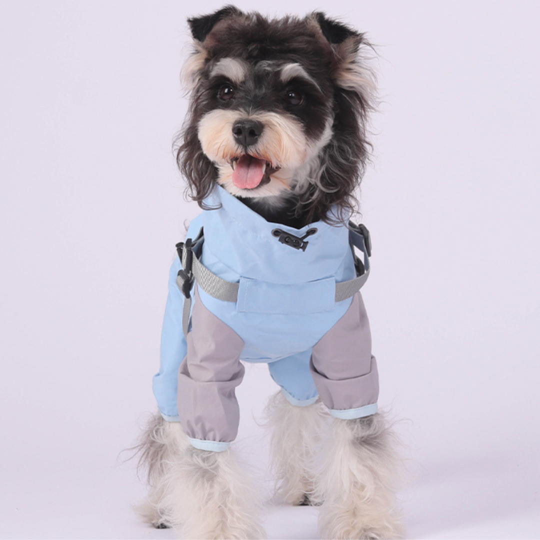 Impermeabile a Quattro Zampe per Cani con Cappuccio Rimovibile Giacca Outdoor Antivento