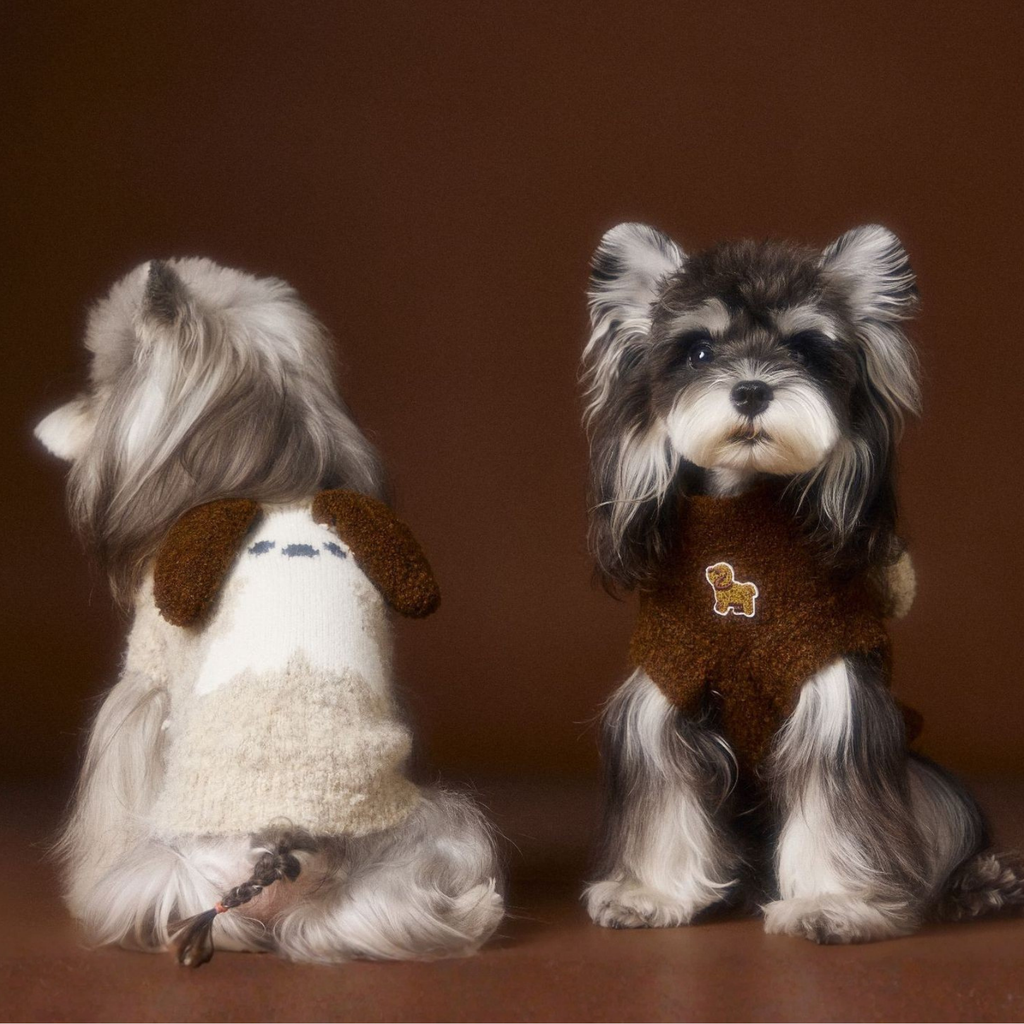 Maglioncino Gilet con Stampa Cagnolino Orecchie 3D