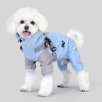 Impermeabile a Quattro Zampe per Cani con Cappuccio Rimovibile Giacca Outdoor Antivento