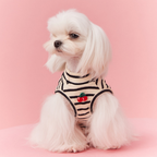 Maglietta Gilet a Righe Bianco e Nero con Ricamo Ciliegia