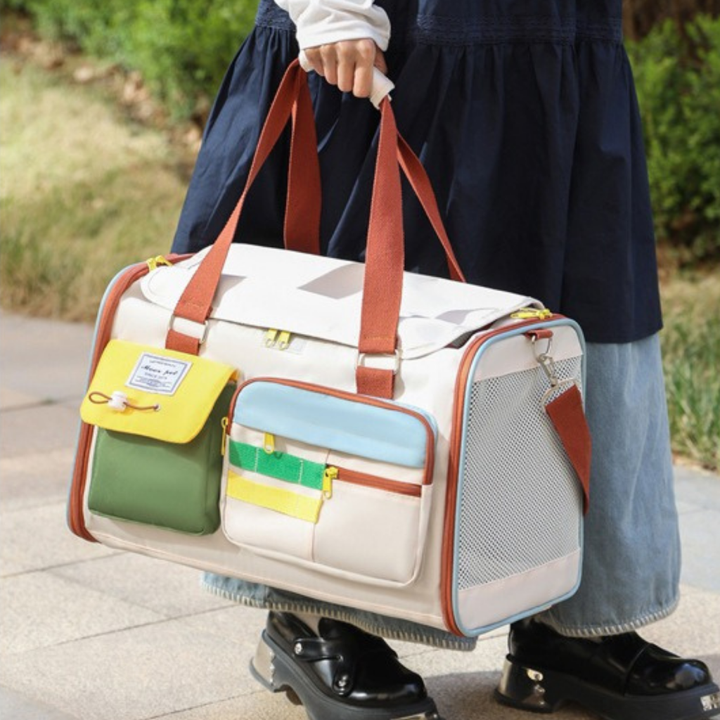 Borsa Trasportino per Cani e Gatti Borsa da Viaggio Pieghevole Funzionale con Tracolla