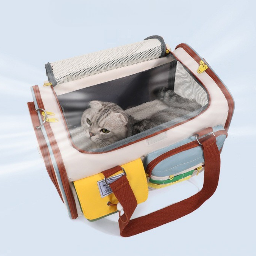 Borsa Trasportino per Cani e Gatti Borsa da Viaggio Pieghevole Funzionale con Tracolla