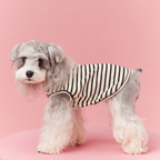 Maglietta Gilet a Righe Bianco e Nero con Ricamo Ciliegia