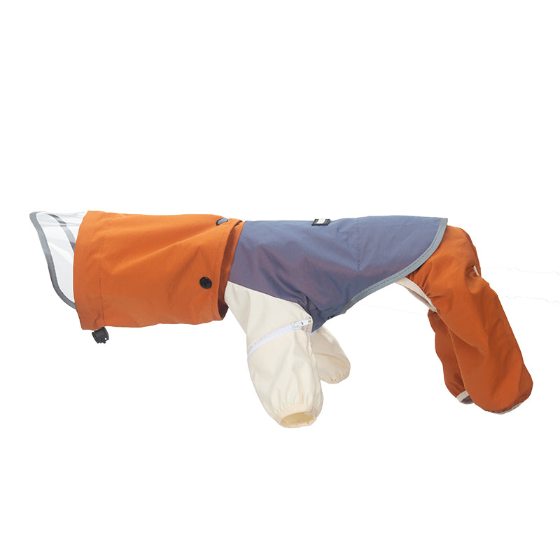 Impermeabile Multifunzionale  Giacca Outdoor Antivento con Cappuccio e Gambe Rimovibili - Navy Arancione