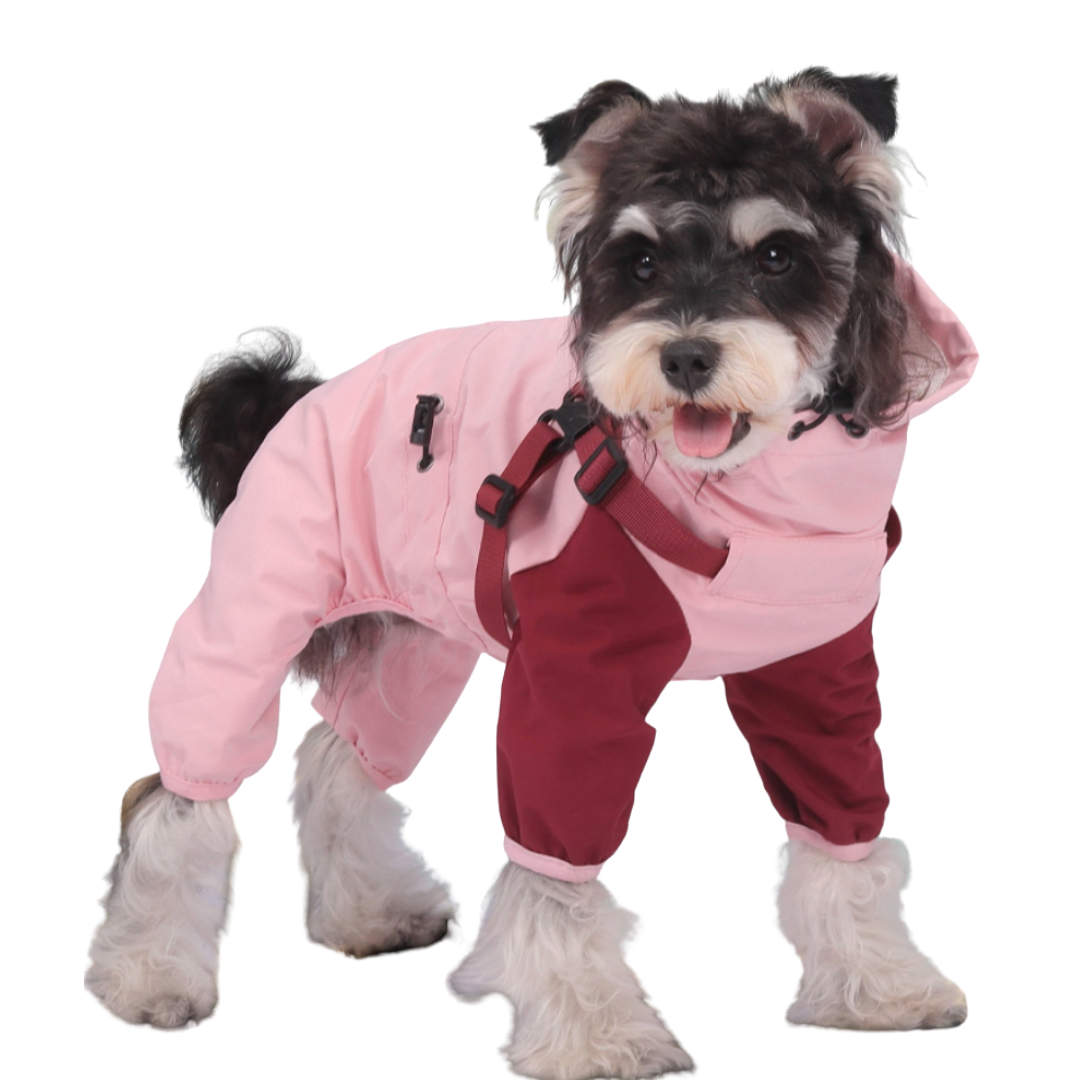 Impermeabile a Quattro Zampe per Cani con Cappuccio Rimovibile Giacca Outdoor Antivento
