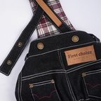 Salopette in Denim con Bretelle Incrociate Regolabili Fodera a Quadri Casual Versatile