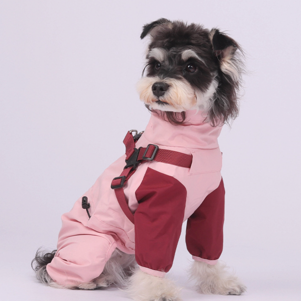 Impermeabile a Quattro Zampe per Cani con Cappuccio Rimovibile Giacca Outdoor Antivento