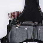 Salopette in Denim con Bretelle Incrociate Regolabili Fodera a Quadri Casual Versatile