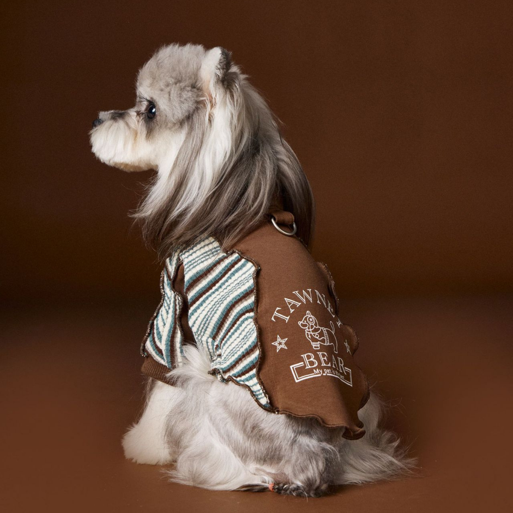 Felpa a Due Zampe con Collo Alto e Mezza Zip Design Patchwork con Stampa Cagnolino