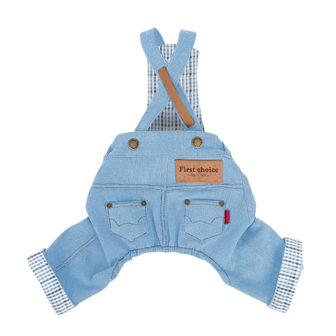 Salopette in Denim con Bretelle Incrociate Regolabili Fodera a Quadri Casual Versatile