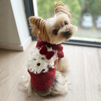 Maglioncino Gilet Rosso con Decorazione Cagnolino in Peluche e Fiocco 3D