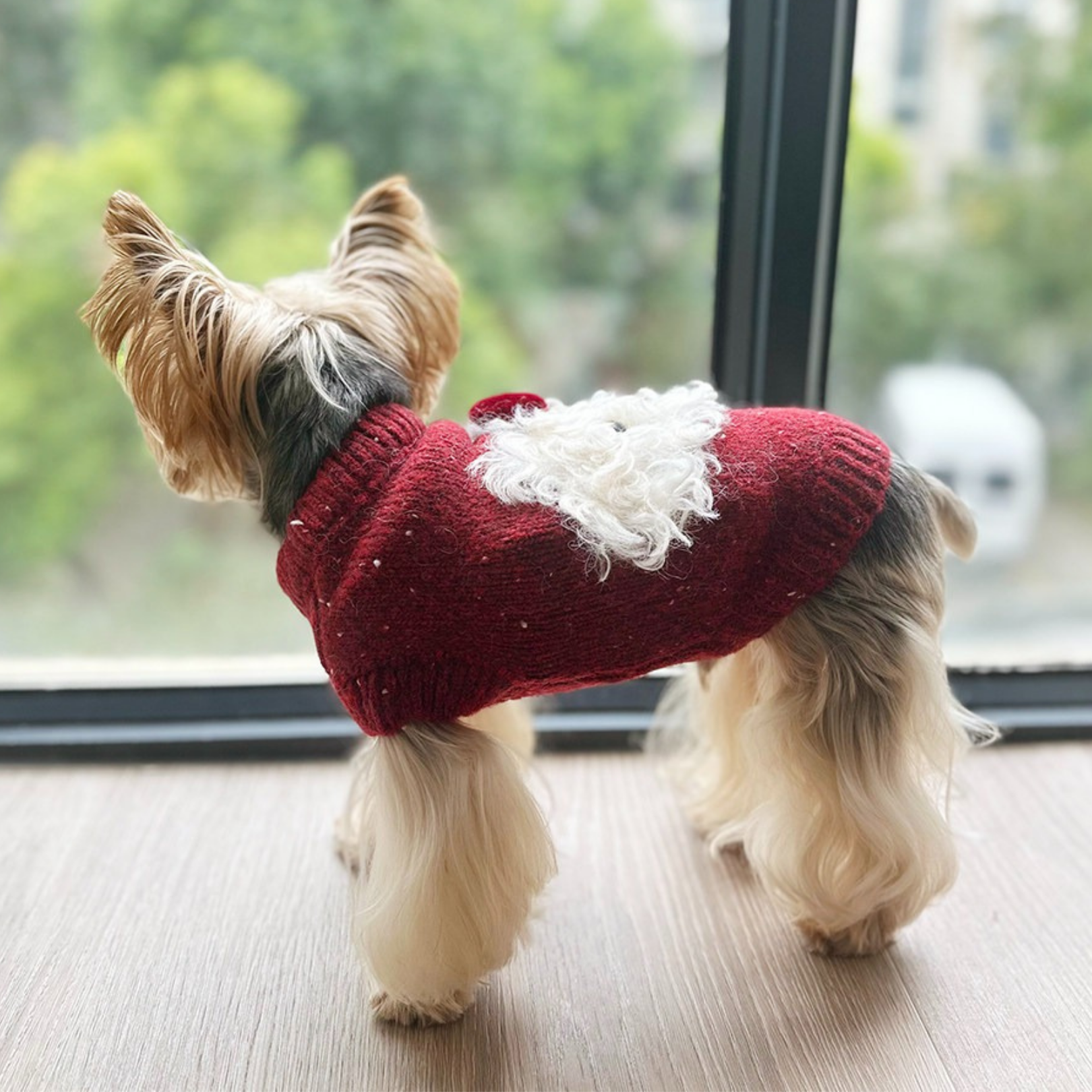 Maglioncino Gilet Rosso con Decorazione Cagnolino in Peluche e Fiocco 3D