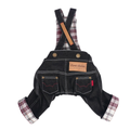 Salopette in Denim con Bretelle Incrociate Regolabili Fodera a Quadri Casual Versatile