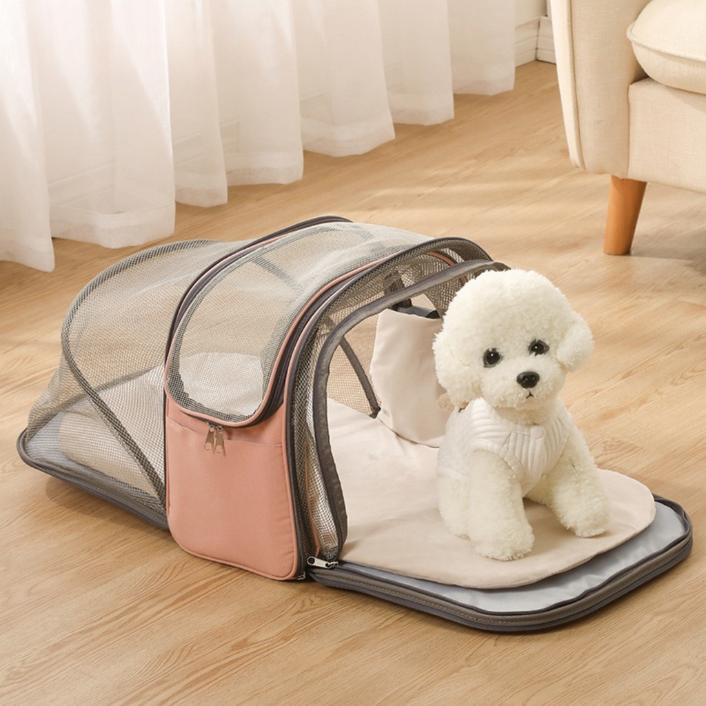 Zaino Trasportino per Cani e Gatti Borsa da Viaggio Espandibile a Tenda Traspirante Multifunzione