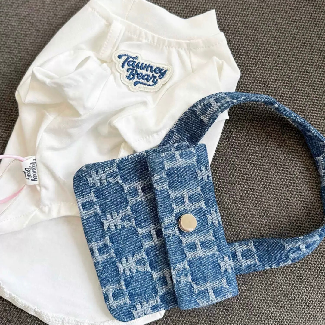 T-shirt a Due Zampe con Borsa a Tracolla Rimovibile Stile Urbano Chic
