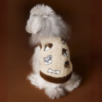 Maglioncino Gilet con Collo Alto Reversibile Stampa Cagnolini 10% Lana