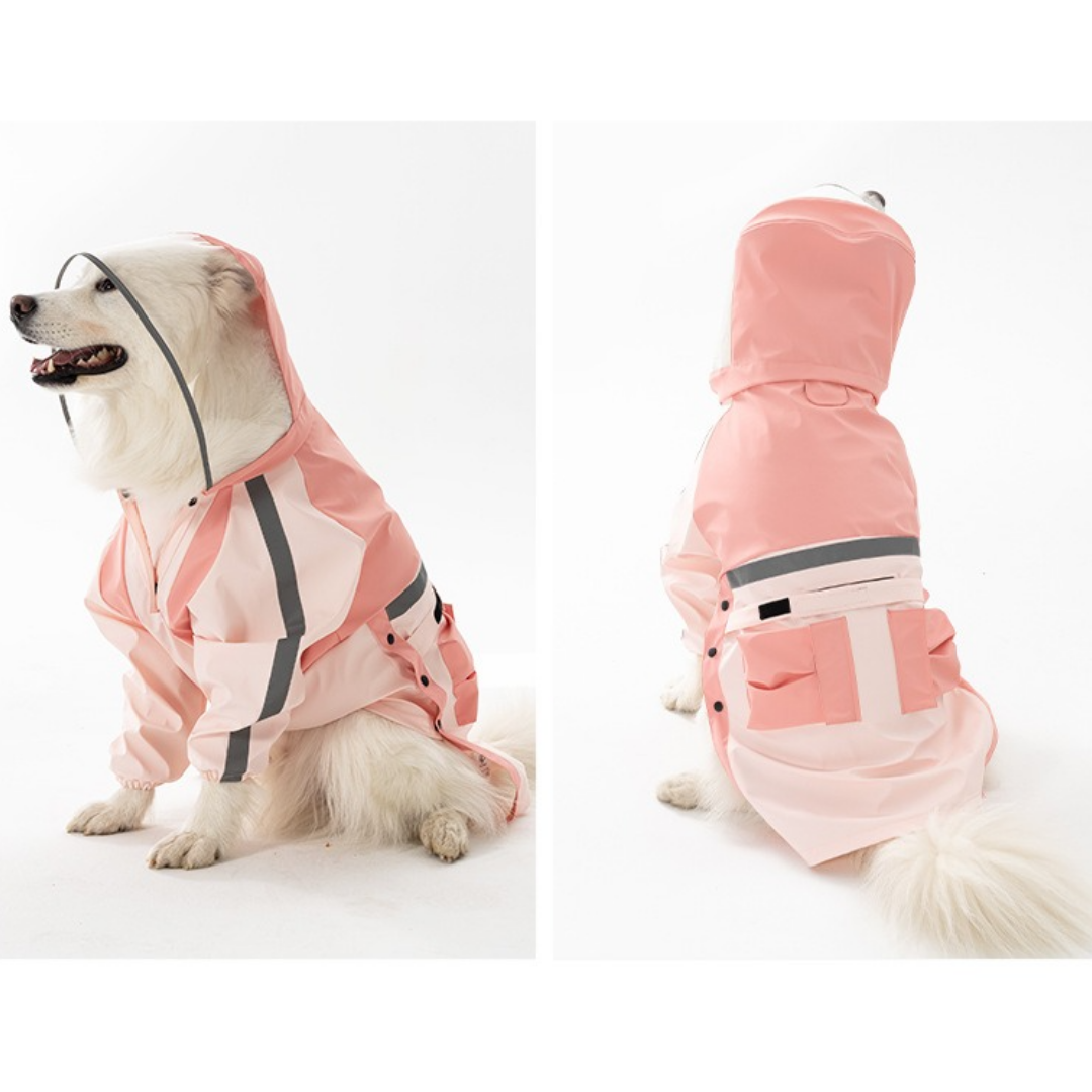 Impermeabile a Due Zampe per Cani di Taglia Grande con Cappuccio a Visiera Trasparente Giacca Outdoor