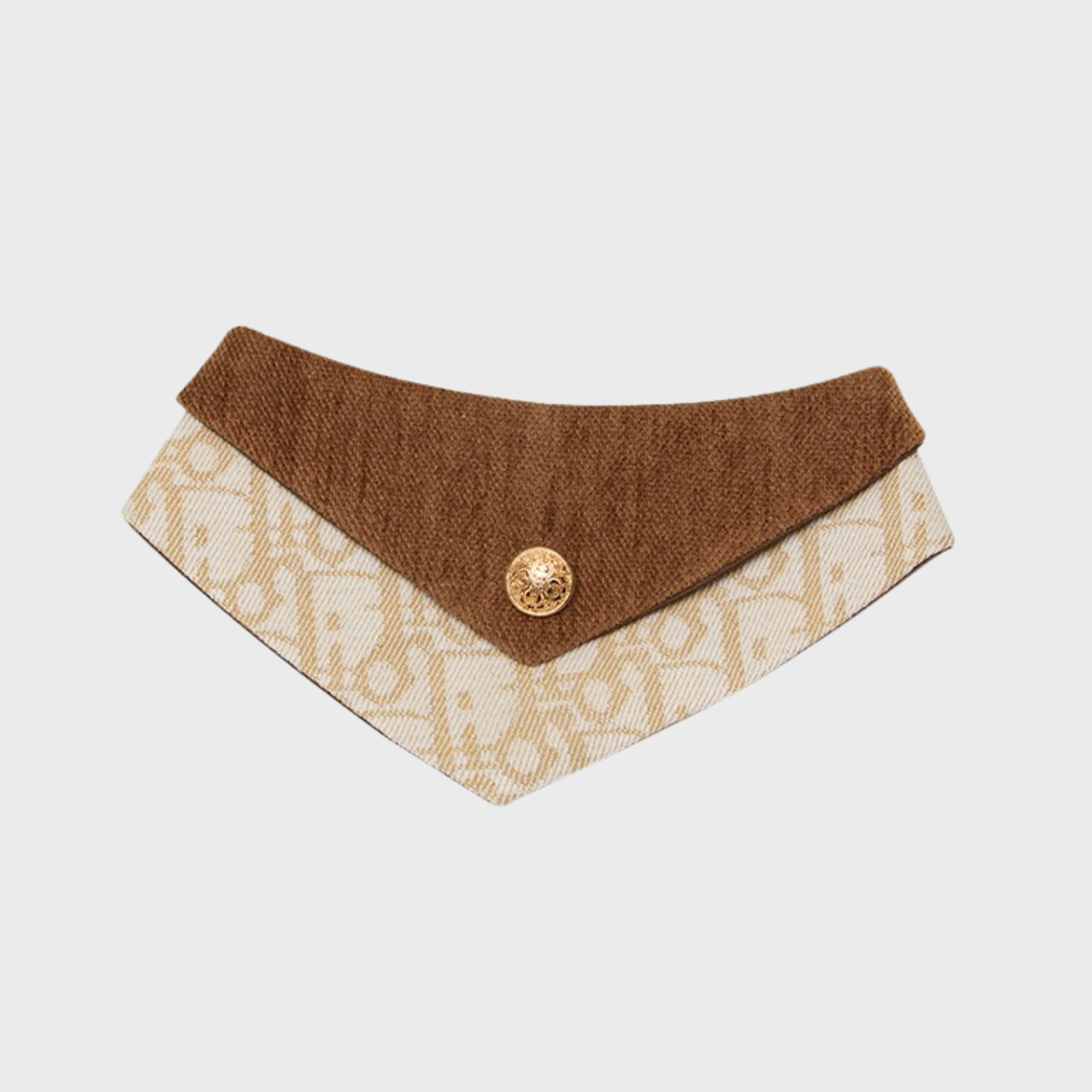 Bandana Triangolare Stile British Vintage Marrone con Bottone Dorato