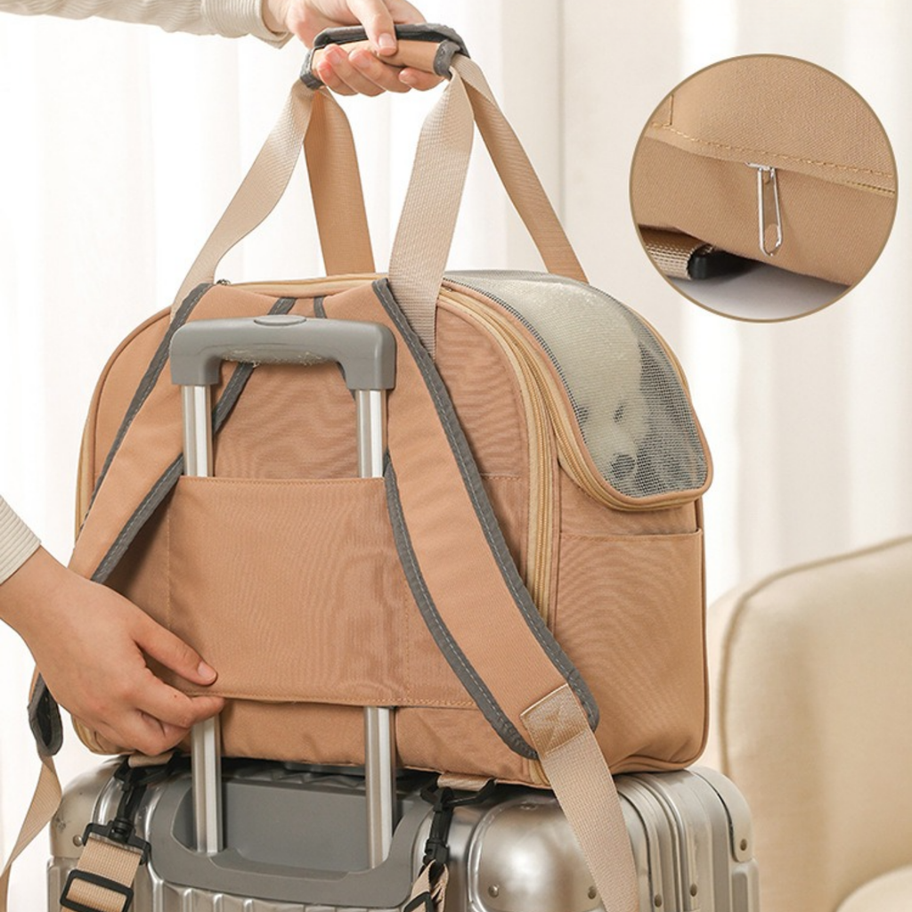 Zaino Trasportino per Cani e Gatti Borsa da Viaggio Espandibile a Tenda Traspirante Multifunzione