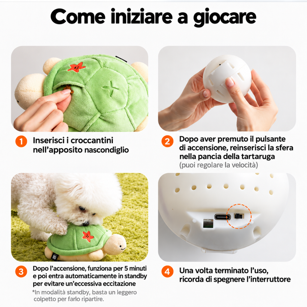 BITE ME – Gioco Olfattivo Interattivo per Cani con Pallina Rimbalzante Automatica | Tartaruga