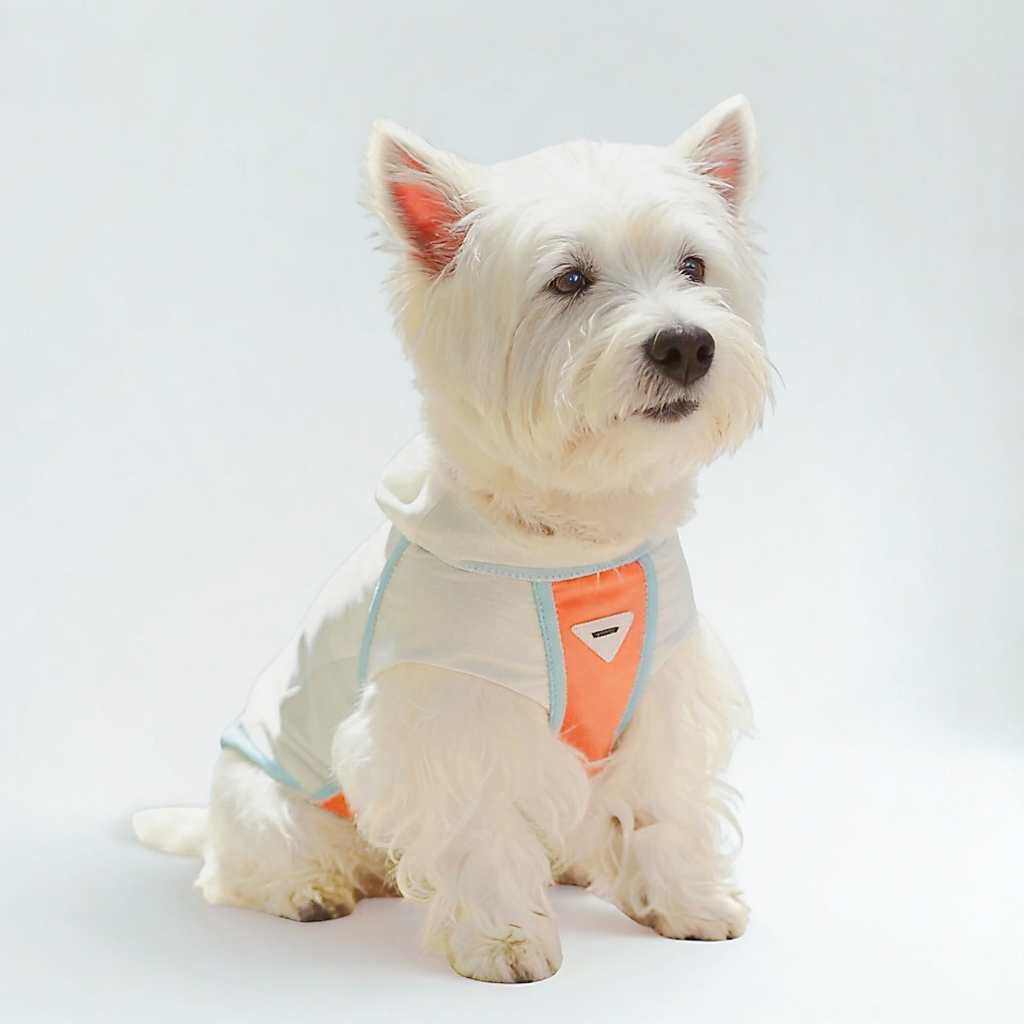Gilet Estivo Rinfrescante Anti-UV con Effetto Fresco a Lunga Durata - Bianco Arancione