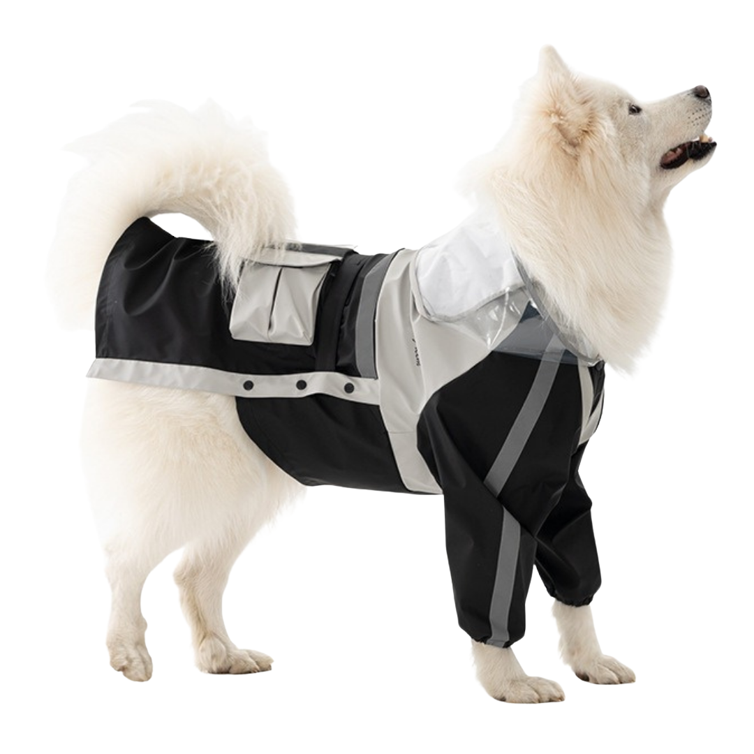 Impermeabile a Due Zampe per Cani di Taglia Grande con Cappuccio a Visiera Trasparente Giacca Outdoor