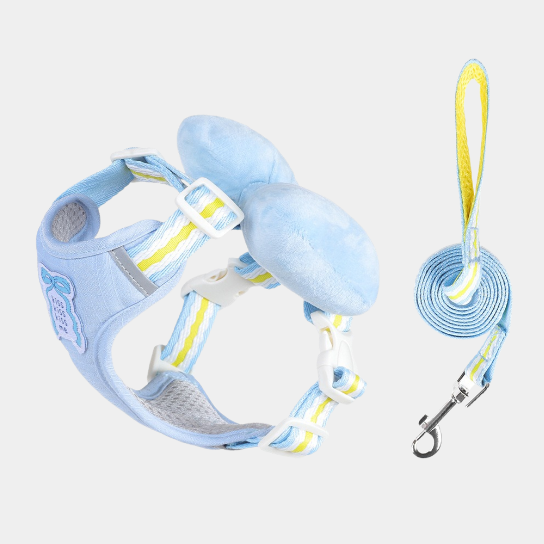 Set Pettorina + Guinzaglio con Grande Fiocco Imbottito Stile Dolce per Cani Gatti