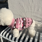 Maglioncino Gilet in Stile Fair Isle con Fantasia Originale Cagnolino e Zampette